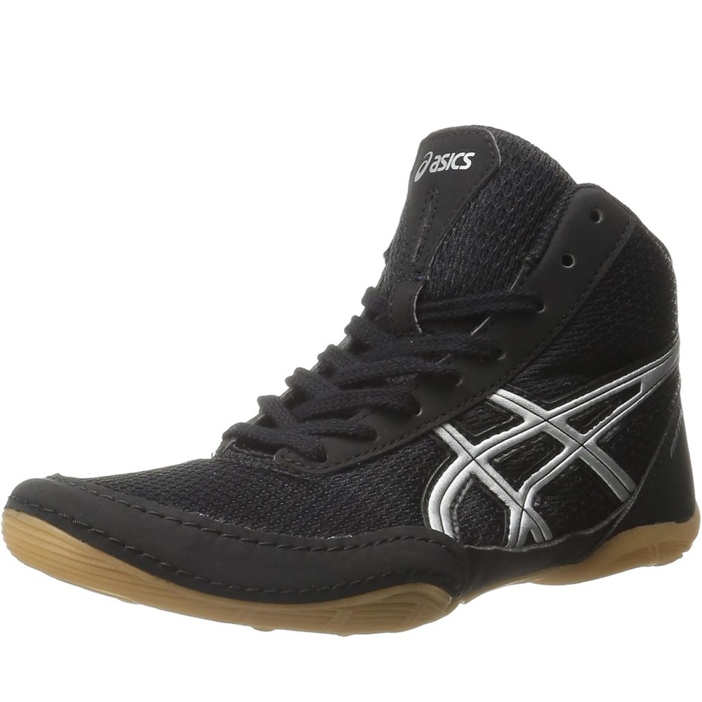 ASICS Black and Silver Wrestling Footwear sz 5